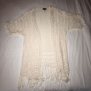 Elegant Cream Open-Knit Sweater Women's  size small